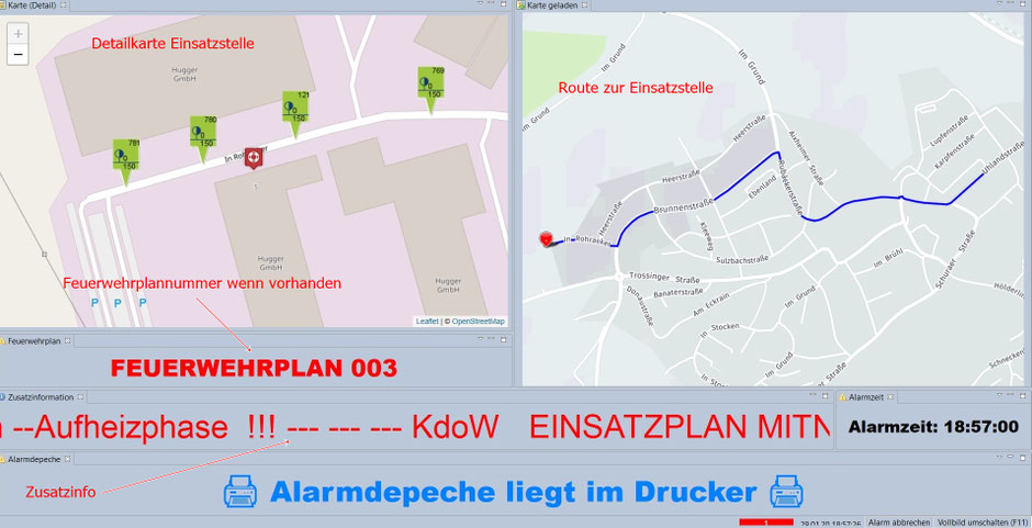 Schnellster Anfahrtsweg und Detailansicht der Einsatzstelle