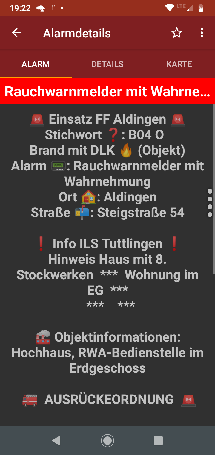 Alarmierung auf dem Smartphone per Push-Nachricht