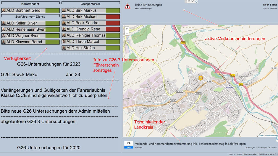 Verfügbares Führungspersonal, Verkehrsbehinderungen und G26.3-Untersuchungen